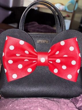 Minnie Mouse Kate Spade Black Bag with Red Polka Dot Bow